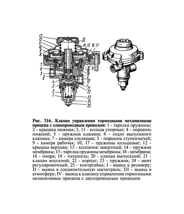 Клапан управления тормозами прицепа с однопроводным приводом